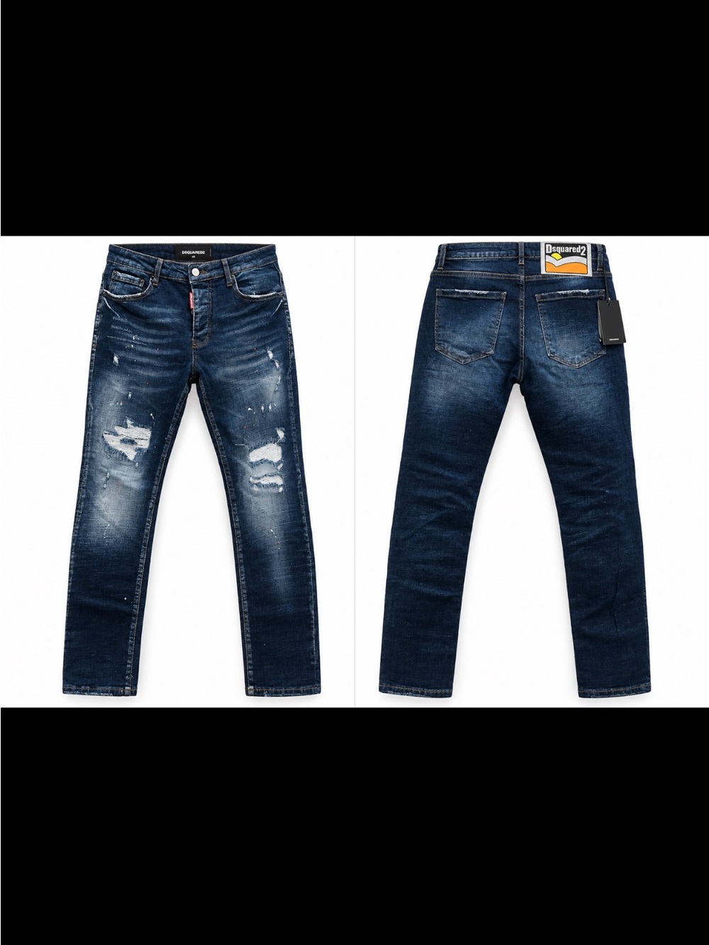 DSQUARED2 Men’s Distressed Slim Straight Jeans in Dark Indigo